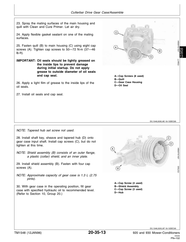 John Deere 920 and 930 Mower-Conditioner Maintenance Manual Download