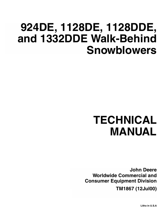 John Deere 924DE, 1128DE, 1128DDE & 1332DDE Technical Manual TM1867