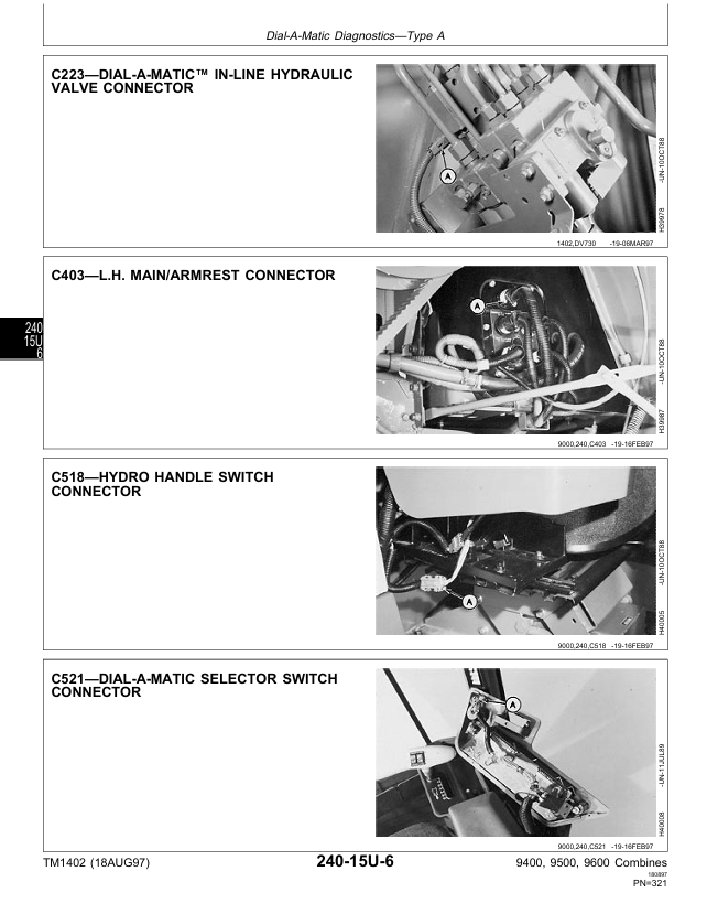 John Deere 9400-9600 Combine Repair, Testing & Troubleshooting Manual TM1402
