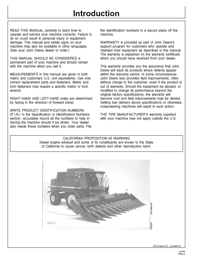 John Deere 9410-9610 Combine OMH167086 Operation Guide