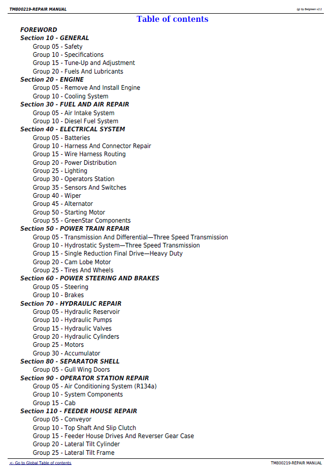 John Deere 9470 STS 9570 STS 9670 STS 9770 STS Service Manual TM800219