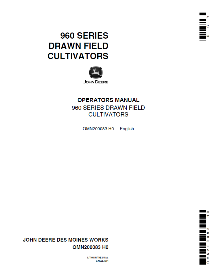 John Deere 960 Series Drawn Field Cultivator OMN200083 Operator Manual