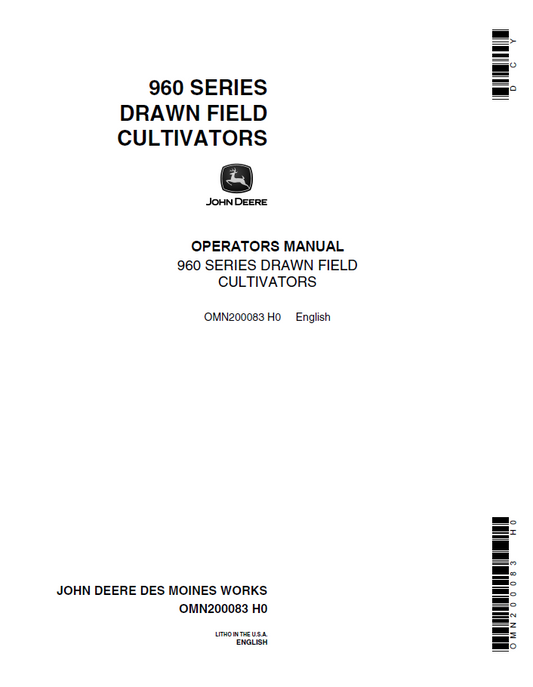 John Deere 960 Series Drawn Field Cultivator OMN200083 Operator Manual