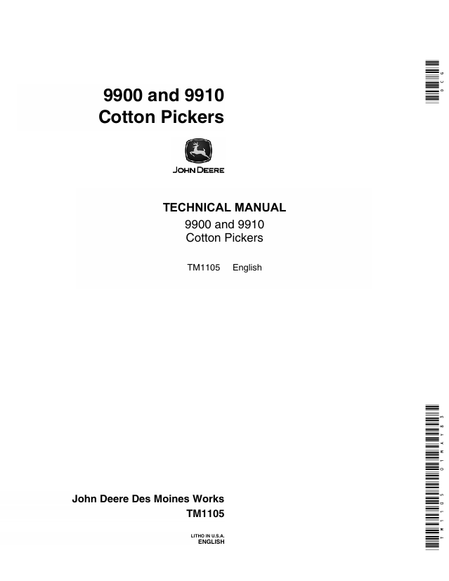 John Deere 9900 & 9910 Cotton Picker Technical Manual TM1105