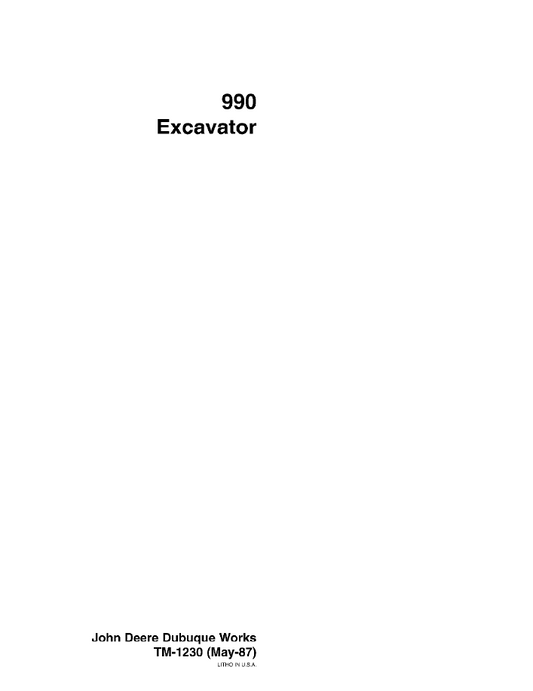 John Deere 990 Excavator TM1230 Technical Service Manual PDF