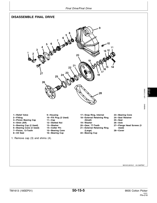 John Deere 9935 Cotton Picker Service & Repair Manual TM1613