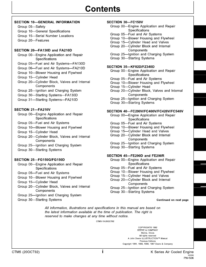 John Deere Air-Cooled K Series Engine Maintenance Manual CTM5