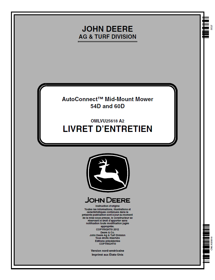 John Deere AutoConnect 54D 60D Mid-Mount Mower Operator Manual PDF OMLVU25618
