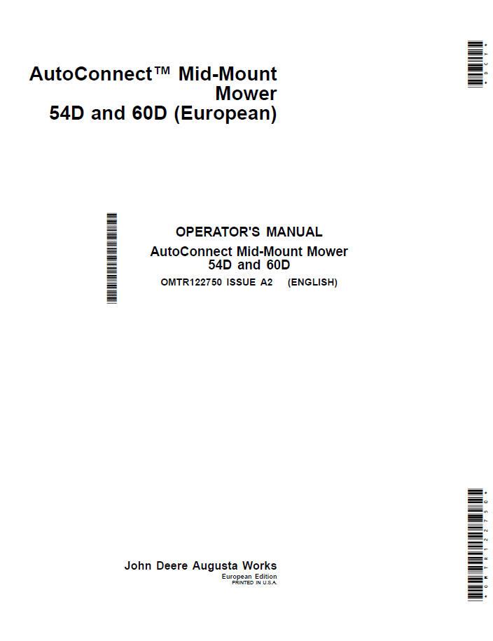 John Deere AutoConnect 54D & 60D Mower Manual (OMTR122750)