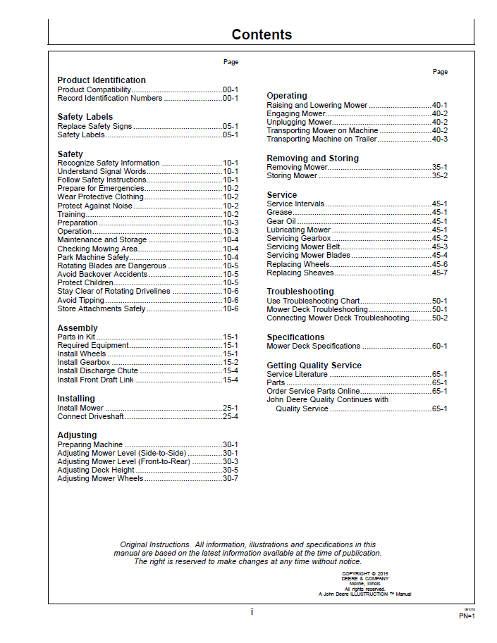 John Deere AutoConnect Mid-Mount Mower 54D 60D User Manual Download PDF