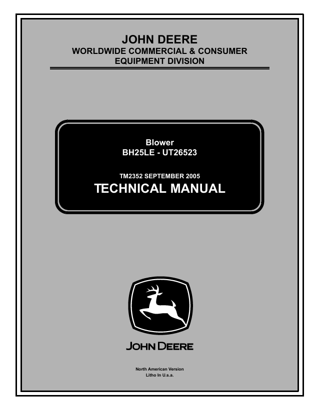 John Deere BH25LE UT26523 Blower Technical Manual TM2352 PDF