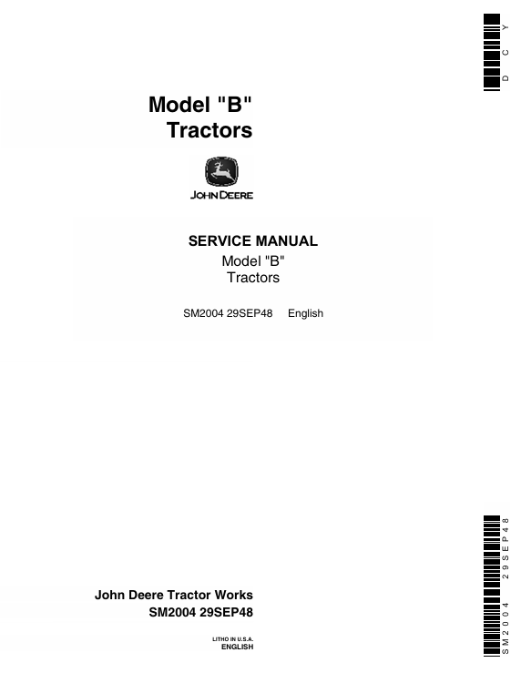 John Deere B Tractor Service Manual SM2004 Download