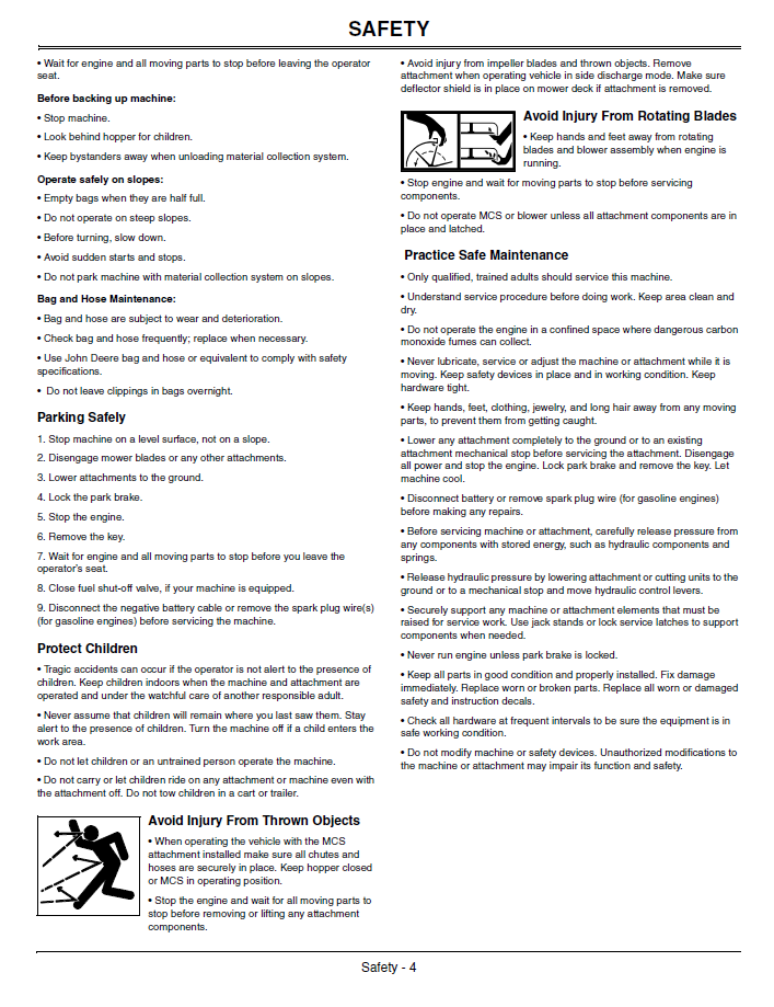 John Deere Blower and Rear Bagger Manual - OMTCU29191 PDF