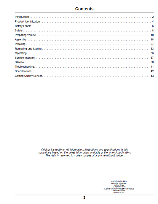 John Deere OMTCU33004 Blower and Rear Bagger Material Collection System Manual