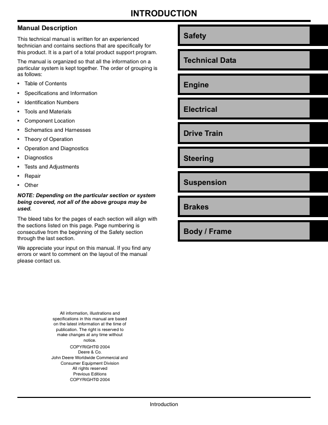 John Deere Buck 500 Series ATV Service Repair Manual TM2153 Download