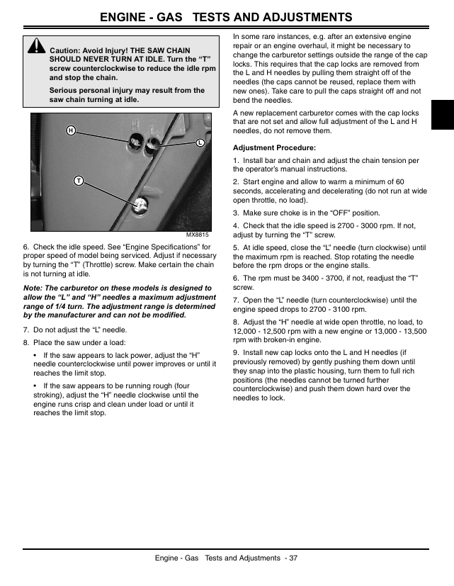 John Deere CS71 & CS81 Chainsaw Technical Service Guide