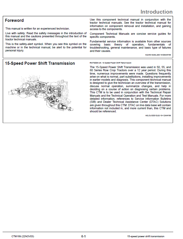 John Deere CTM169 Transmission Component Technical Service Manual