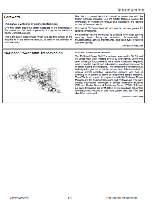 John Deere CTM169 Transmission Component Technical Service Manual