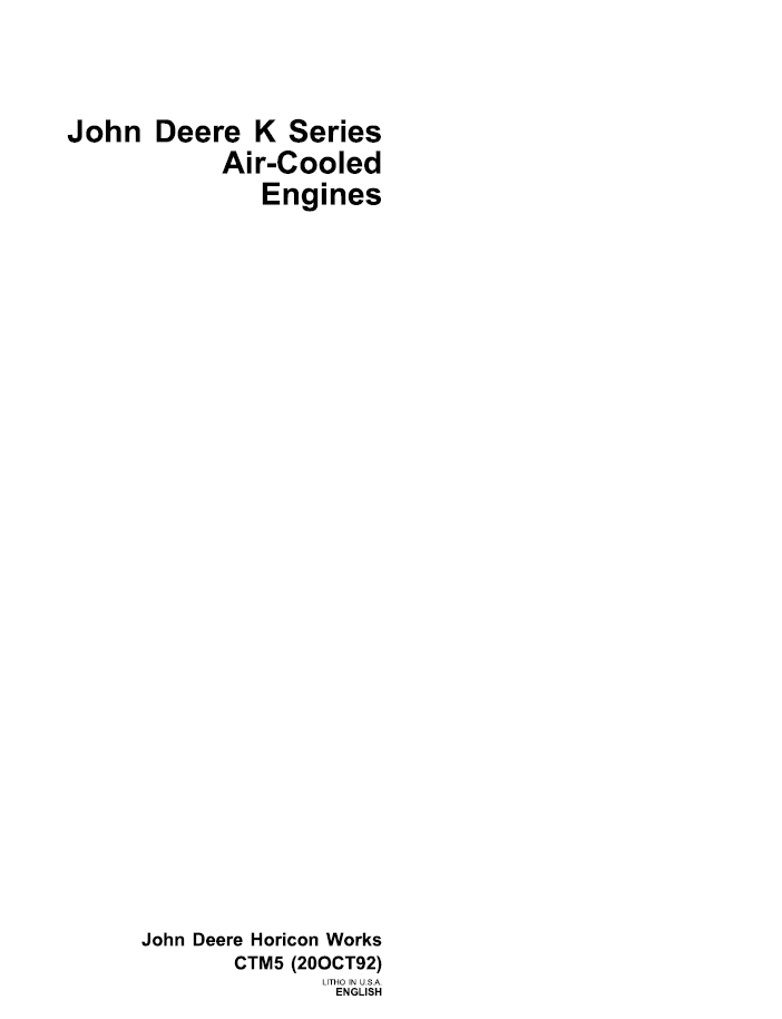 John Deere CTM5 K Series Air-Cooled Engine Technical Manual PDF