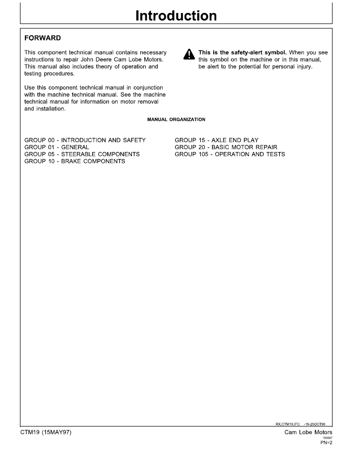 John Deere Cam Lobe Motors CTM19 Service & Repair Technical Manual