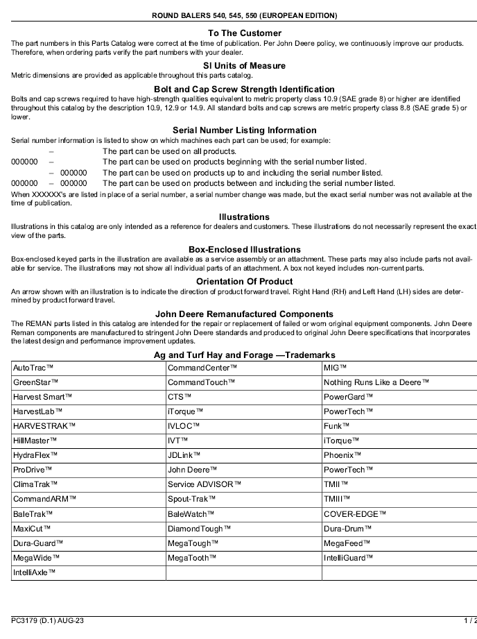 John Deere Combine Harvester Spare Parts Catalogue | Complete Parts Guide