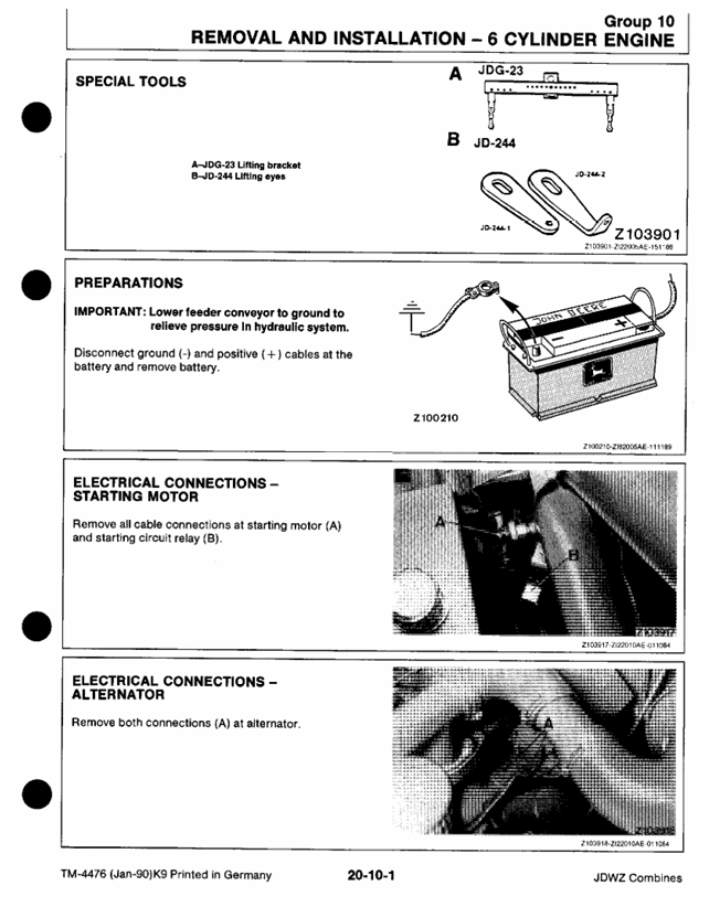 John Deere Combine Models 1133, 1144, 1155, 1157 & 1158 Service Guide