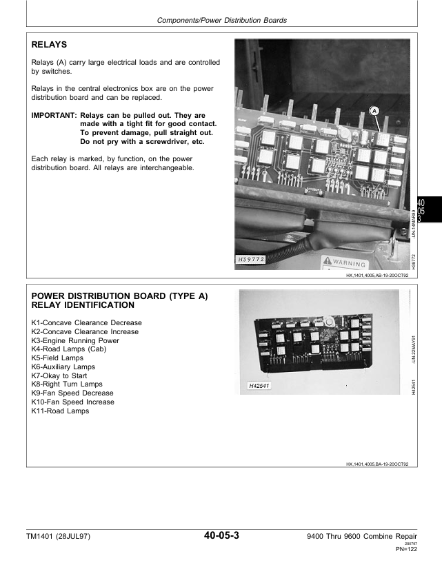 John Deere Combine TM1401 Maintenance and Troubleshooting Manual