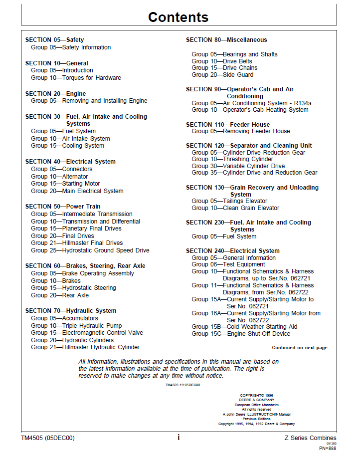 John Deere Combine TM4505 Complete Technical Repair & Maintenance Guide