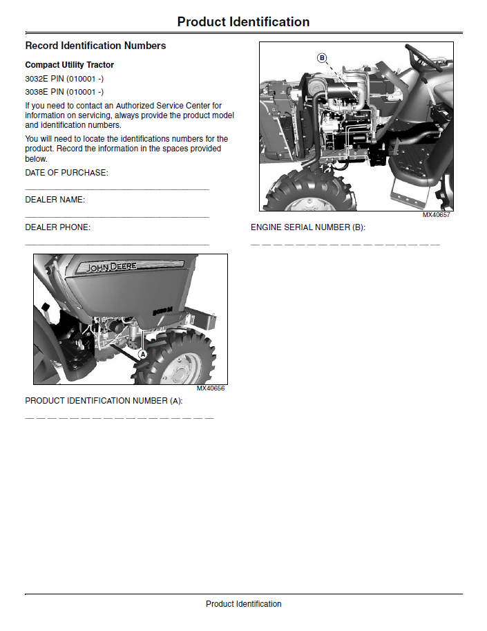 John Deere Compact Utility Tractor 3032E 3038E User Manual Download PDF