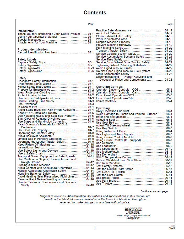 John Deere Compact Utility Tractor 3033R 3039R 3046R User Manual Download PDF