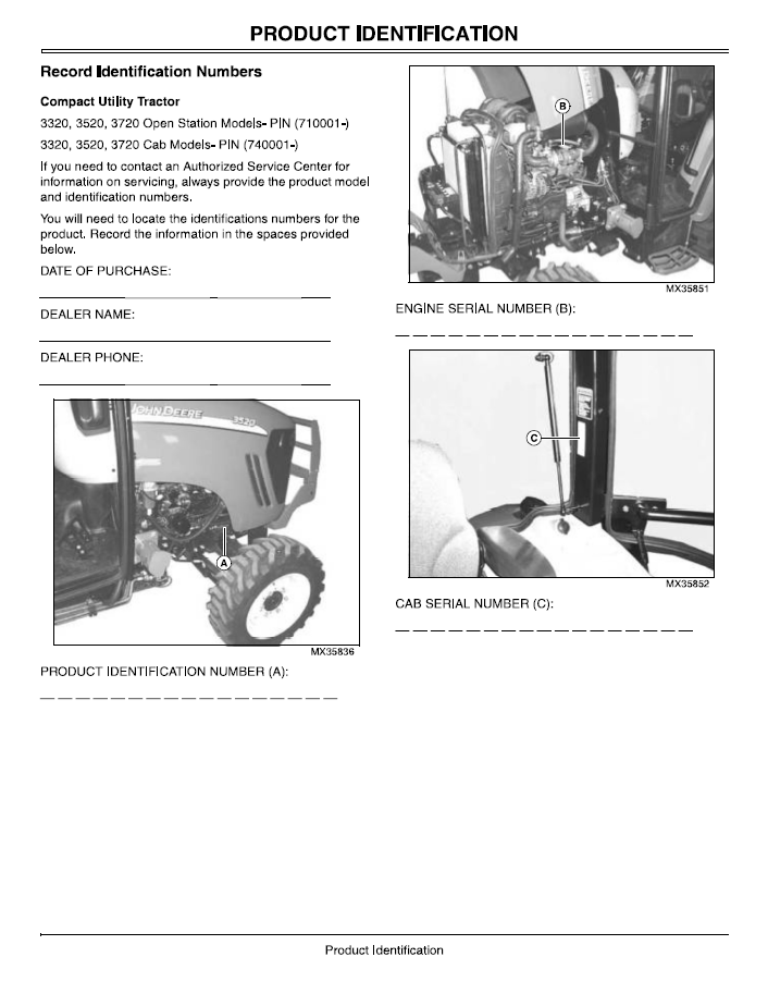 John Deere Compact Utility Tractor 3120-3720 Operation & Maintenance Manual