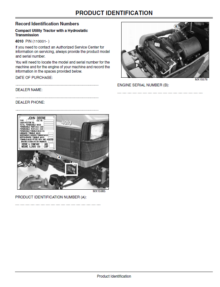 John Deere Compact Utility Tractor 4010 User Manual Download PDF
