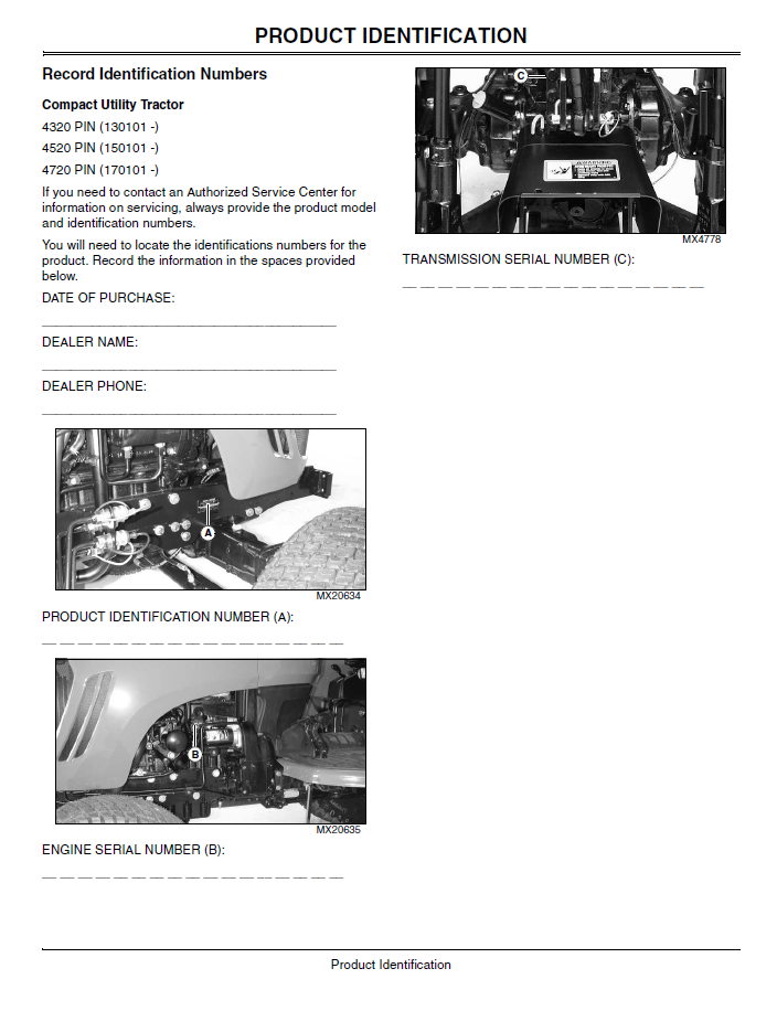 John Deere Compact Utility Tractor 4320 4520 4720 User Manual Download PDF