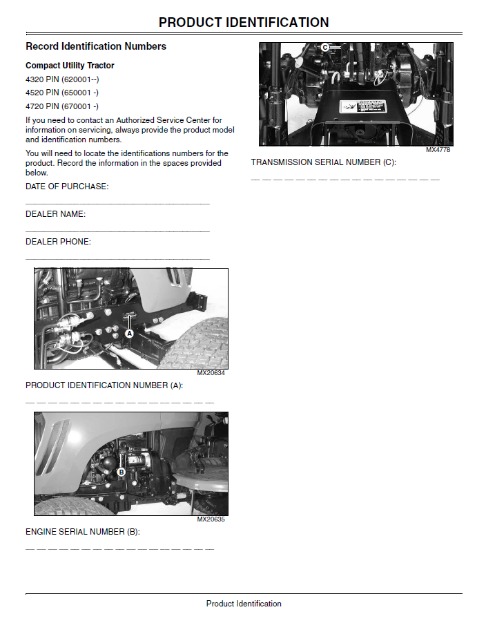 John Deere Compact Utility Tractor 4320 4520 4720 User Manual Download PDF