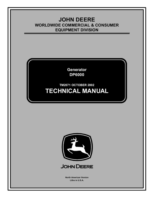 John Deere DP6000 Generator Technical Manual TM2071 PDF