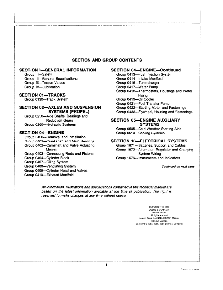 John Deere Excavator 790/792 Operation, Test & Repair Workshop Manual