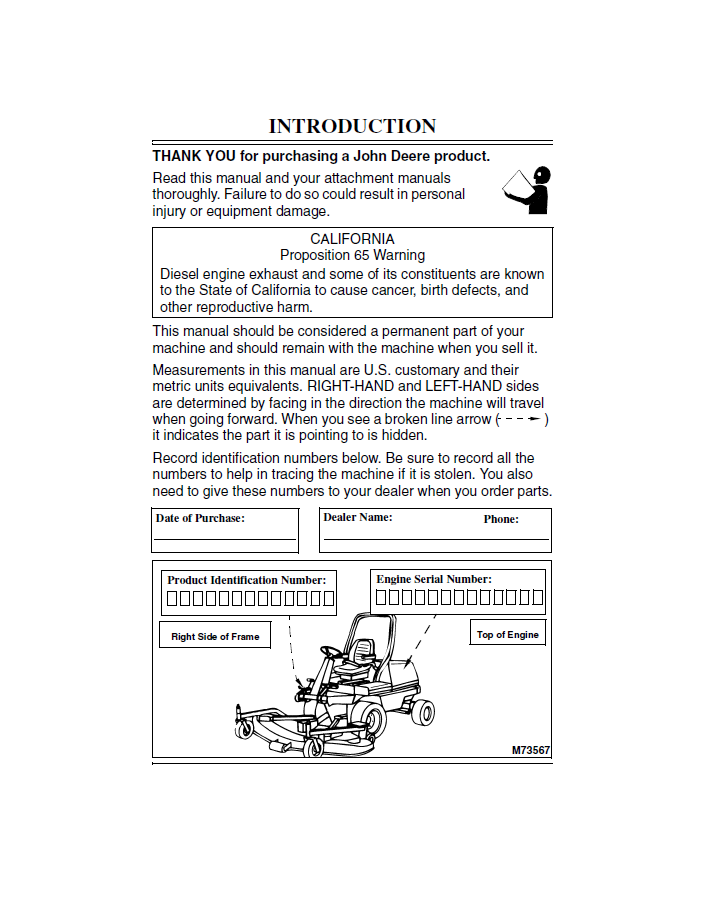 John Deere F1145 Front Mower OMM124892 User Guide PDF Manual