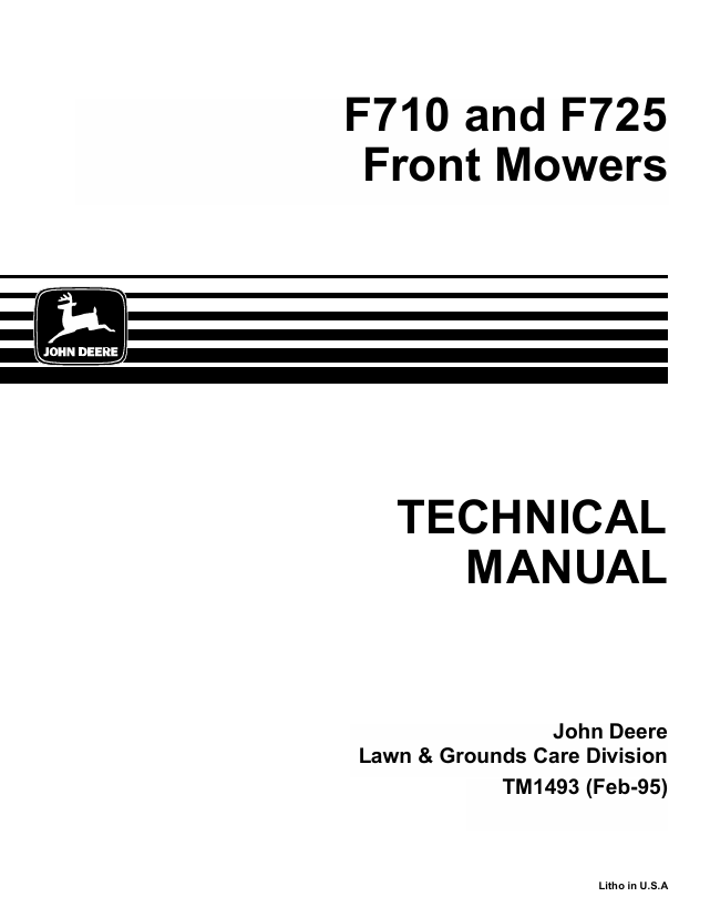 John Deere F710 and F725 Front Mower Technical Manual TM1493