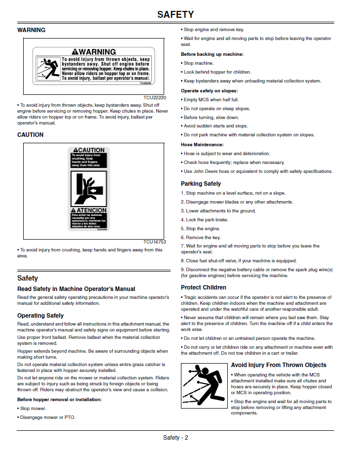 John Deere From-Seat Hopper Dump System OMTCU25046 Operator Guide