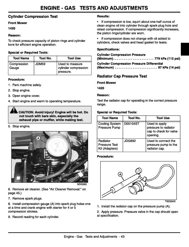 John Deere Front Mower Technical Manual TM1806 | Models 1420, 1435, 1445, 1545, 1565