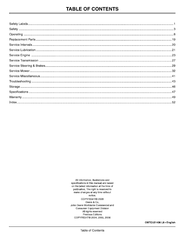 John Deere G15 Mower Operation & Maintenance Manual OMTCU21436
