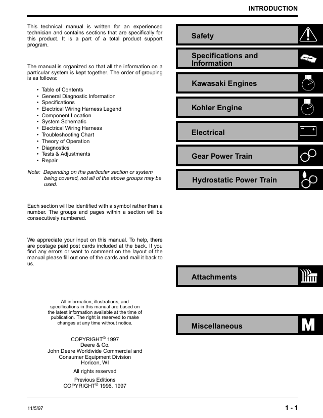 John Deere GS25 GS30 GS45 GS75 HD45 HD75 Service & Maintenance Manual