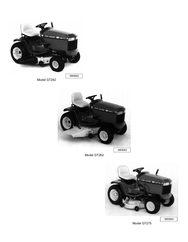 John Deere GT242 GT262 GT275 Service Repair Manual Download TM1582-TM1515