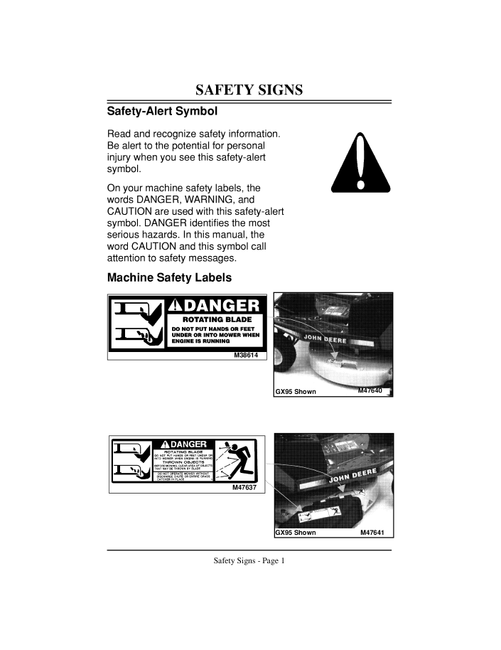 John Deere GX Series Riding Mower User Manual Download PDF