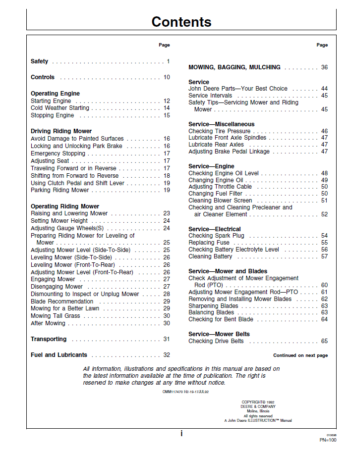 John Deere GX Series Riding Mower User Manual Download PDF