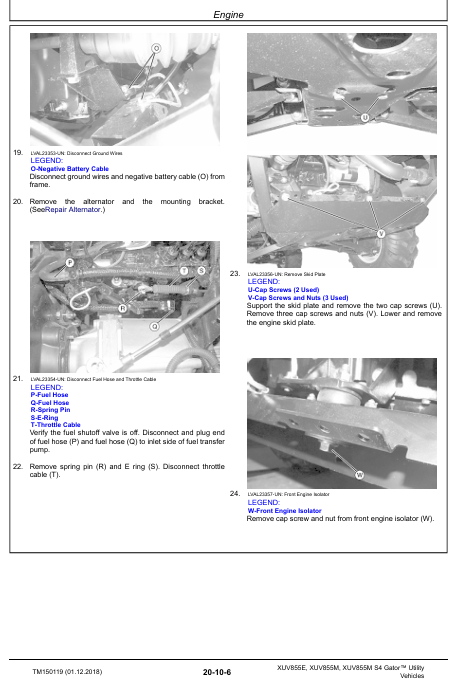 John Deere Gator XUV855E XUV855M S4 Service Repair Manual TM150119 Download