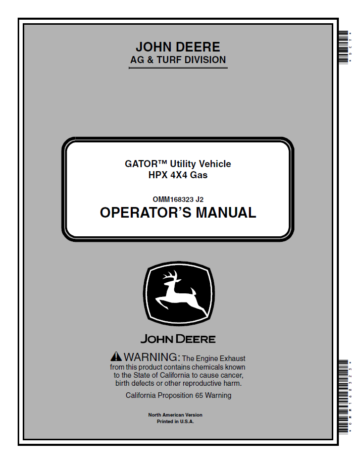 John Deere HPX 4x4 Gas Gator Utility Vehicle Manual OMM168323 PDF