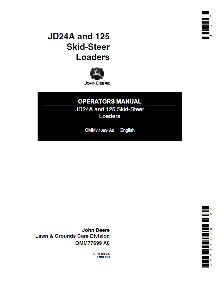 John Deere JD24A 125 Skid-Steer Loader Operator Manual PDF OMM77699