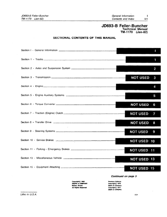 John Deere JD693-B Feller-Buncher TM1170 Service Repair Manual