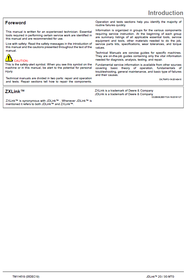 John Deere JDLink MTG Telematics Diagnostic & Service Manual
